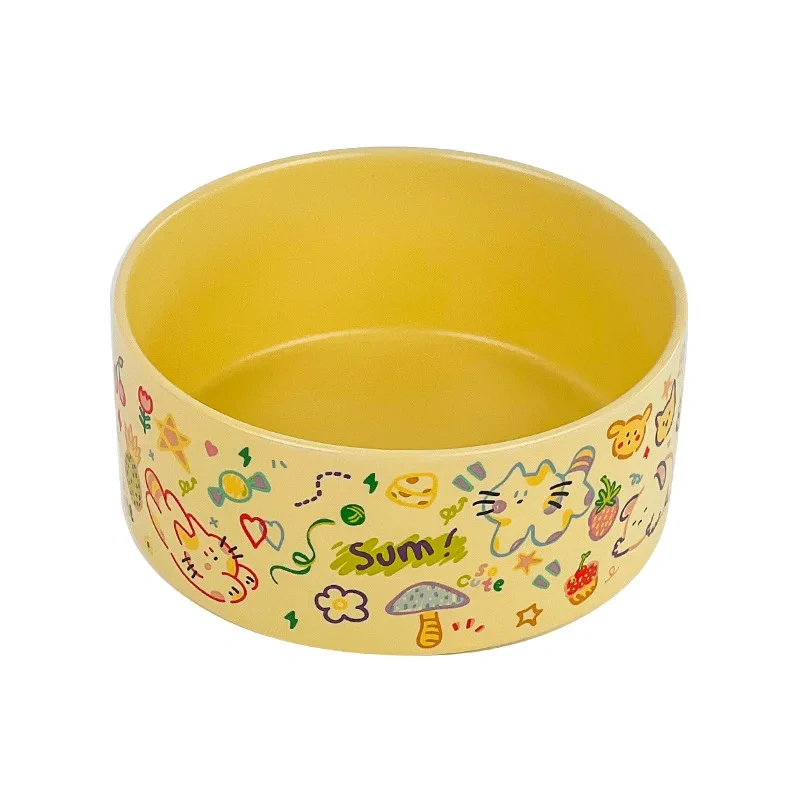Graffiti Cute Cat Bowl Ceramic Dog Bowl Pet Supplies Anti knock and Black Chin Cat Food Bowl Feeding Dog Food