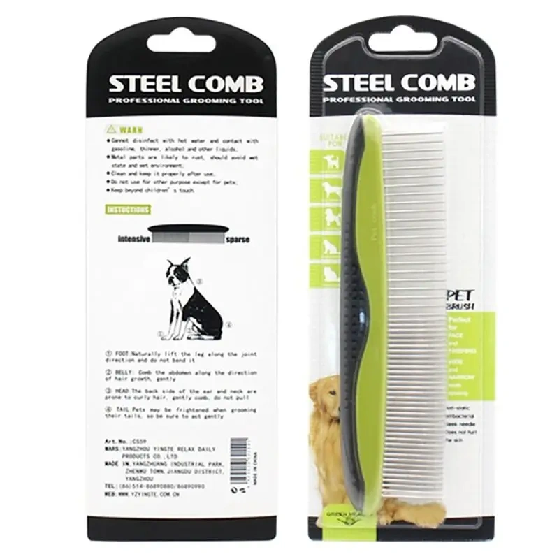 Stainless Steel Needle Comb for Pet Grooming, Dog and Cat Hair Remover, Knot Untying Comb, Flea Comb, Pet Supplies