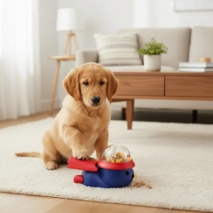 Cute Cartoon Dog Puzzle Feeder Press Plastic Pet Interactive Toy Rotating Colorful Automatic Feeder Mealtime Fun