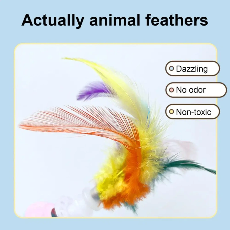 Cat Tumbler Toy with Feather Plush Balls Tumbler Cat Teaser Toy Self-Play Feather Teasing Wand for Cats Anxiety Boredom Relief