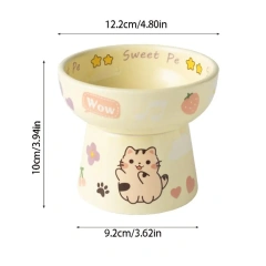 Ceramic Cat Bowl Anti Tipping Cute Dog Food Feeding Basin Large Capacity Non-slip Pet High Foot Bowl Neck Protection