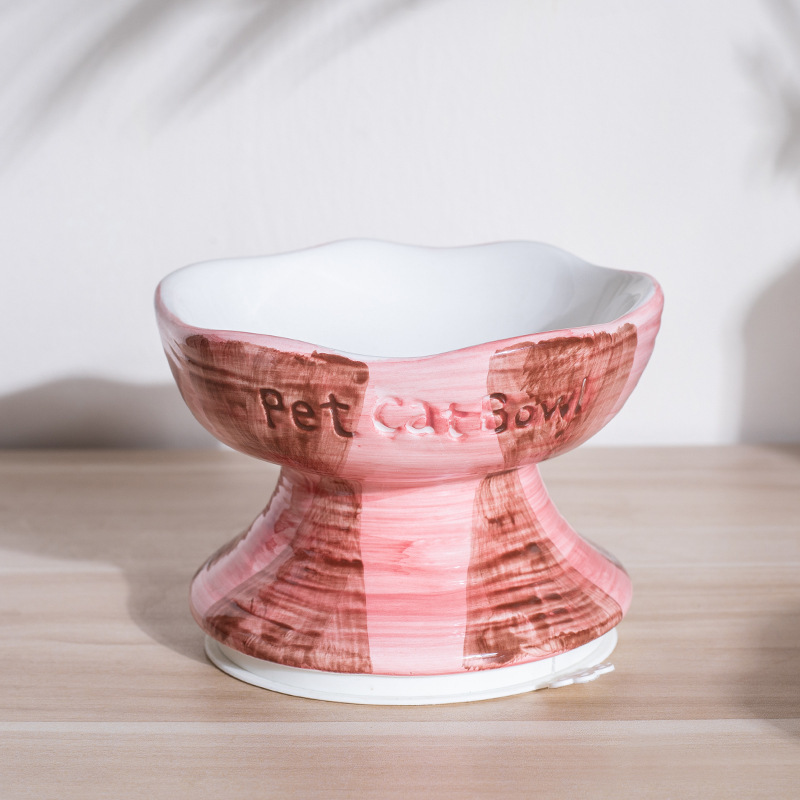 Dog Bowl Ceramic Eco-friendly Waterproof Solid Pattern Pet Food & Drinking Bowl