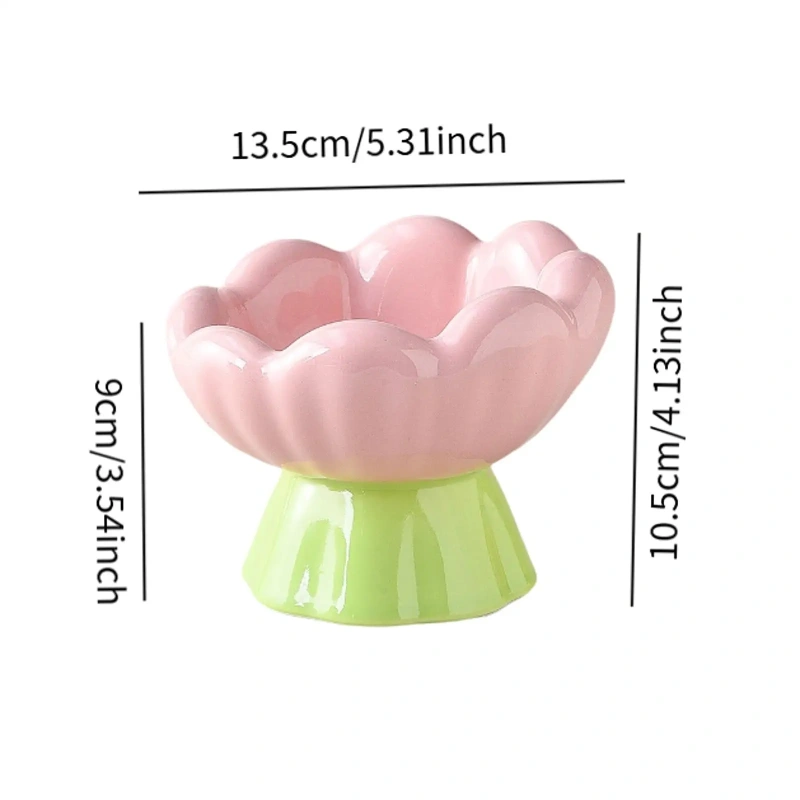 Pet Bowl Elevated Dog Cat Bowl with Non Slip Stand Ceramic Tulip Shape Raised Food Feeding Feeder for Small Medium Kiitten Pet