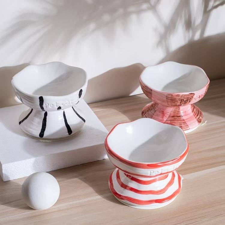 Dog Bowl Ceramic Eco-friendly Waterproof Solid Pattern Pet Food & Drinking Bowl