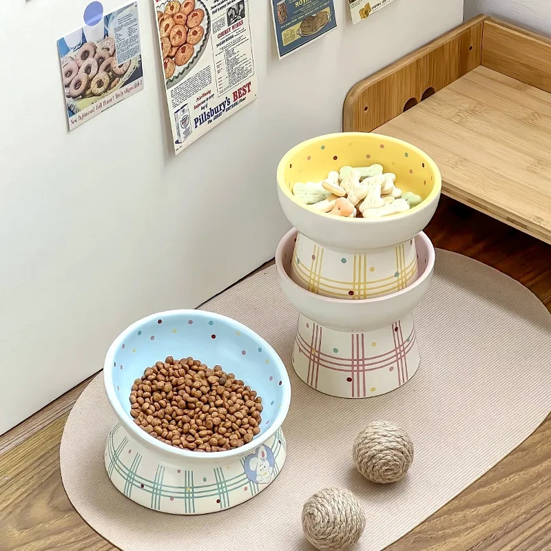 Creative Rabbit Series Eco-Friendly Ceramic Pet Bowl Cute Cartoon Design for Cat and Dog Food and Drink