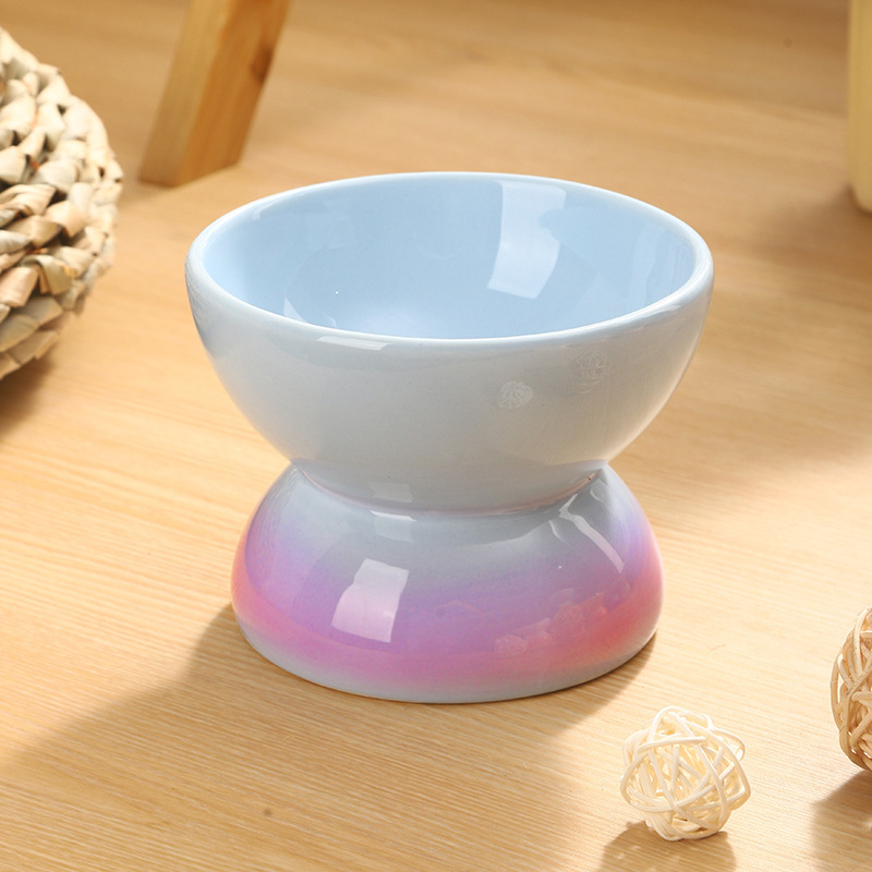 Ceramic Elevated Cat Bowls Tilted Cat Food Bowl Dish Pet Feeder Bowl