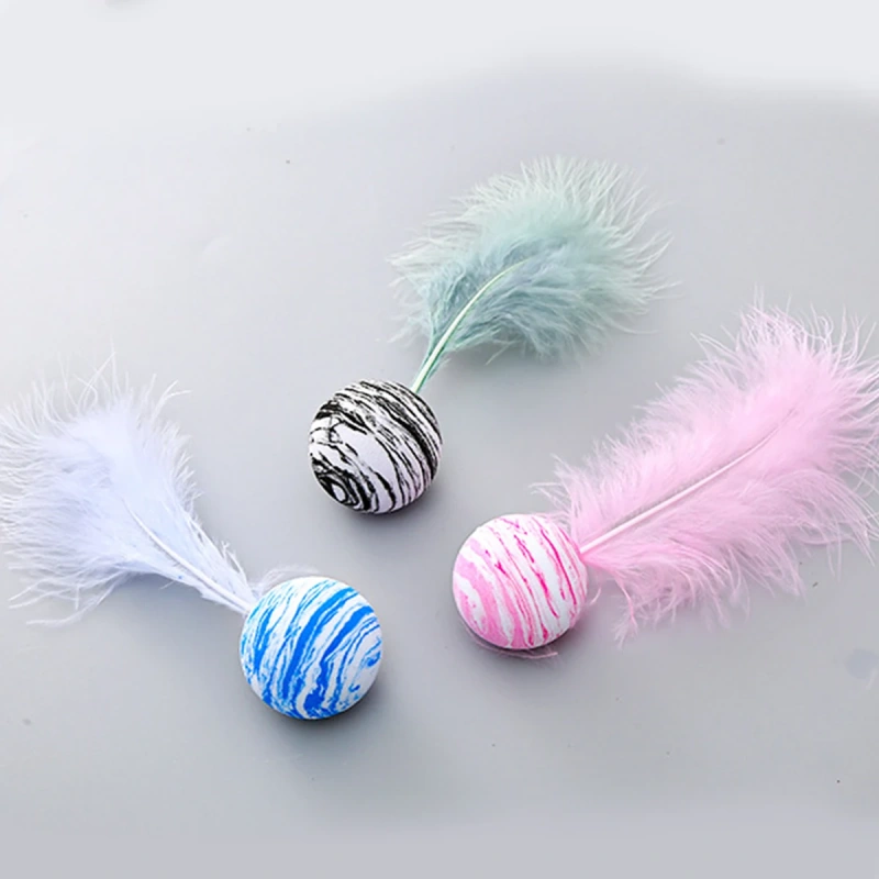 New 1Pc Delicate Cat Toy Star Balls Plus Feather High Quality EVA Material Light Foam Ball Throwing Funny Interactive Plush Toy