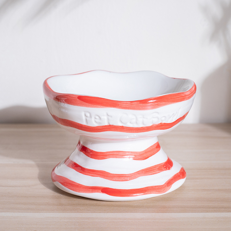 Dog Bowl Ceramic Eco-friendly Waterproof Solid Pattern Pet Food & Drinking Bowl