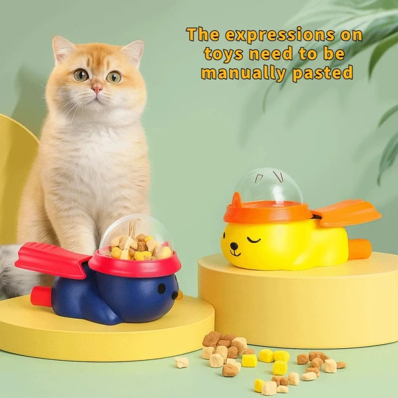 Cute Cartoon Dog Puzzle Feeder Press Plastic Pet Interactive Toy Rotating Colorful Automatic Feeder Mealtime Fun