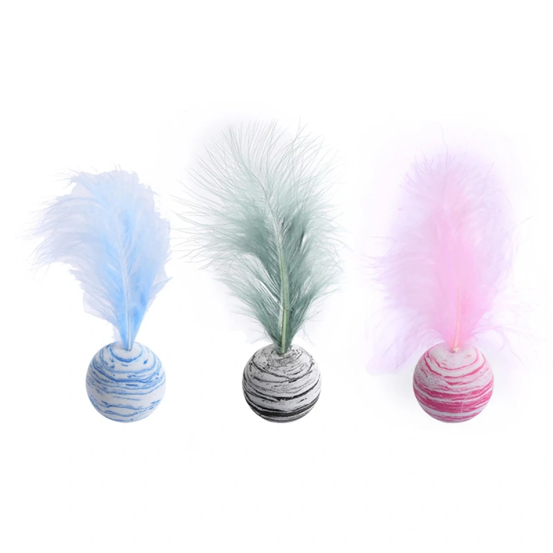New 1Pc Delicate Cat Toy Star Balls Plus Feather High Quality EVA Material Light Foam Ball Throwing Funny Interactive Plush Toy