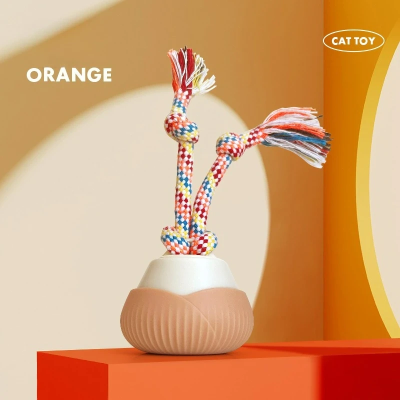 1Pc Interactive Cat Toys for Indoor Cats Interactive Cat Ball Toy with Elastic Mesh Tail Automatic Rotation Cat Toys