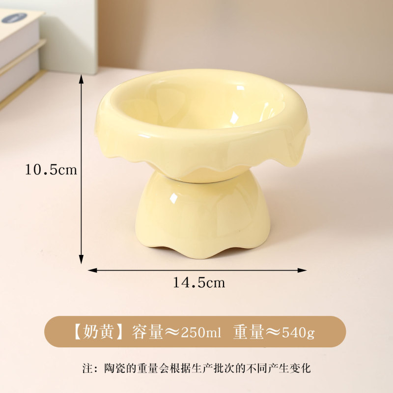 New Design Solid Pattern Ceramic Cat Bowl Elevated Cat Water Pot Raised