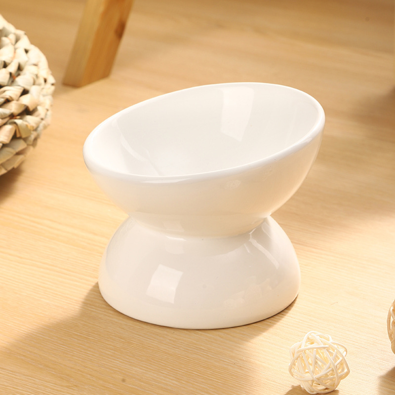 Ceramic Elevated Cat Bowls Tilted Cat Food Bowl Dish Pet Feeder Bowl