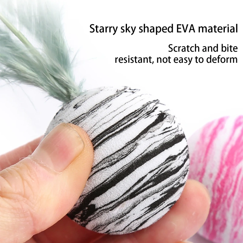 New 1Pc Delicate Cat Toy Star Balls Plus Feather High Quality EVA Material Light Foam Ball Throwing Funny Interactive Plush Toy