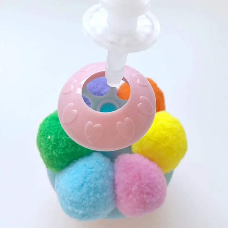 Cat Tumbler Toy with Feather Plush Balls Tumbler Cat Teaser Toy Self-Play Feather Teasing Wand for Cats Anxiety Boredom Relief