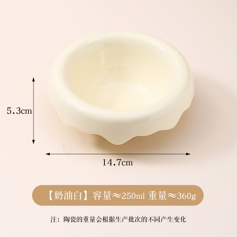 New Design Solid Pattern Ceramic Cat Bowl Elevated Cat Water Pot Raised