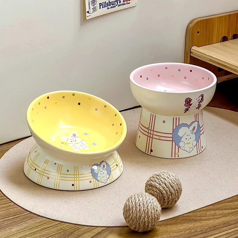 Creative Rabbit Series Eco-Friendly Ceramic Pet Bowl Cute Cartoon Design for Cat and Dog Food and Drink