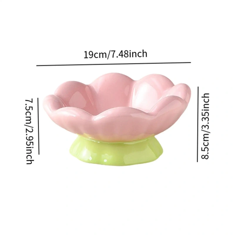 Pet Bowl Elevated Dog Cat Bowl with Non Slip Stand Ceramic Tulip Shape Raised Food Feeding Feeder for Small Medium Kiitten Pet