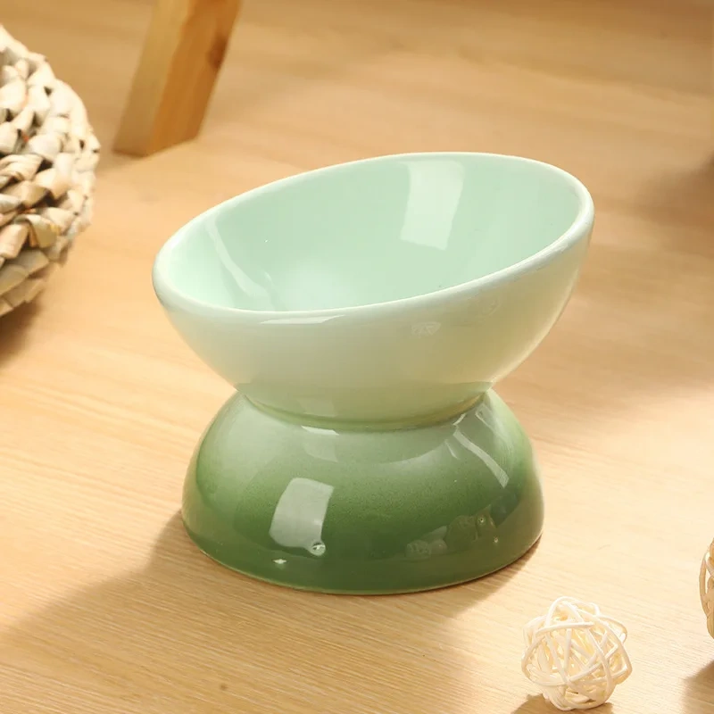 Ceramic Elevated Cat Bowls Tilted Cat Food Bowl Dish Pet Feeder Bowl Dishwasher Microwave Safe