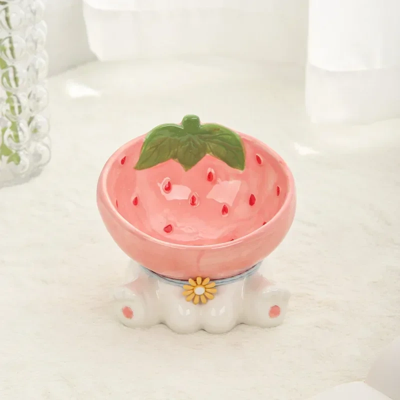 Cat Fruit Ceramic Bowl Elevated Pet Food Water Bowls Raised Small Dogs Tilted Drinking Eating Feeders Puppy Cats Accessories