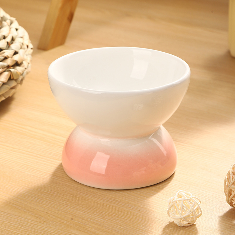 Ceramic Elevated Cat Bowls Tilted Cat Food Bowl Dish Pet Feeder Bowl