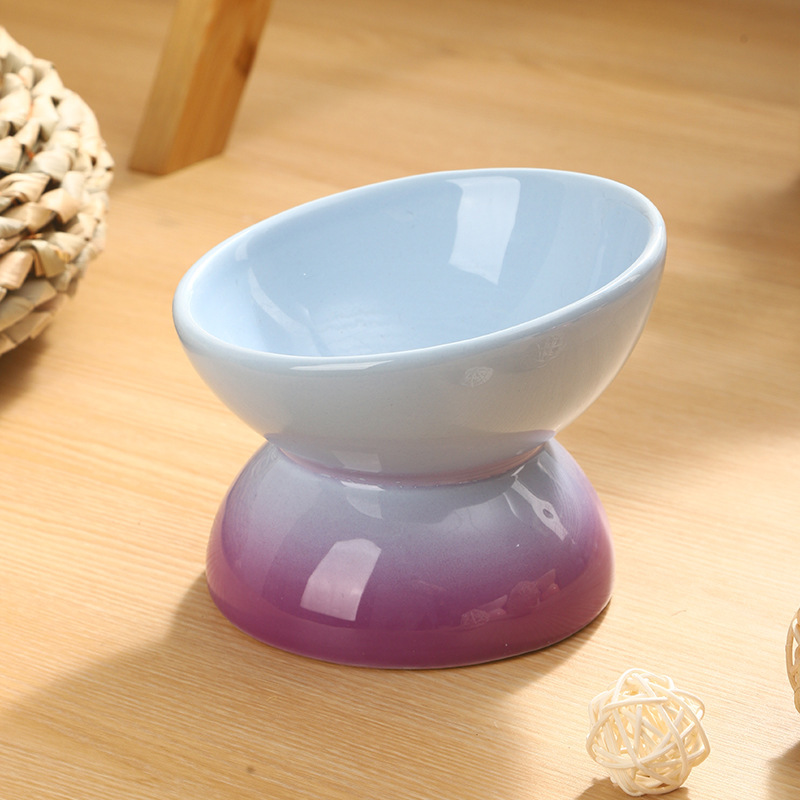 Ceramic Elevated Cat Bowls Tilted Cat Food Bowl Dish Pet Feeder Bowl