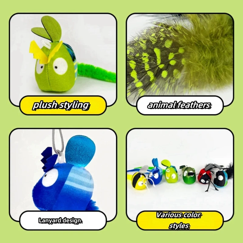 Pet plush sounding toy hanging plush ball simulation insect creative cat toy bite-resistant