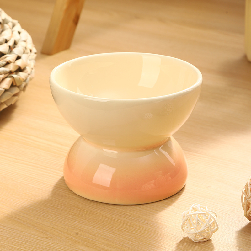 Ceramic Elevated Cat Bowls Tilted Cat Food Bowl Dish Pet Feeder Bowl