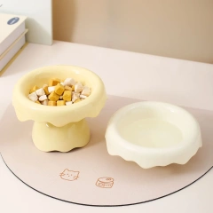 2025 New Design Solid Pattern Ceramic Cat Bowl Elevated Cat Water Pot Raised Dog Separatable Bowl with High Foot Pet Bowl