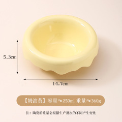 New Design Solid Pattern Ceramic Cat Bowl Elevated Cat Water Pot Raised