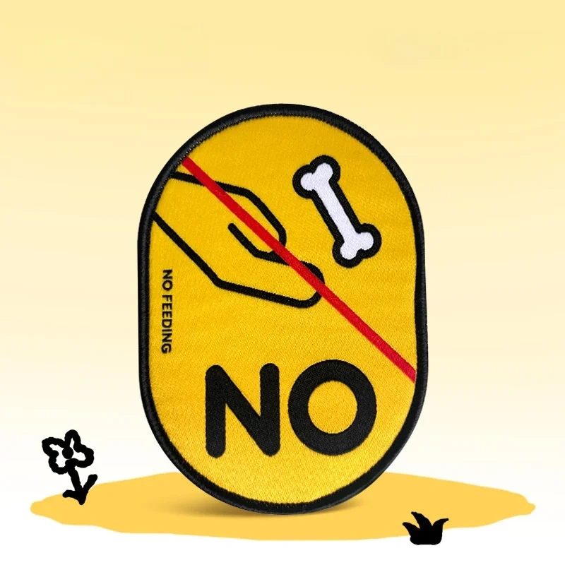 1PCS Dog Leash Warning Patches - Interactive Hook & Loop Dog/Cat Alert Tags for "No Touch", "No Feed" Messages
