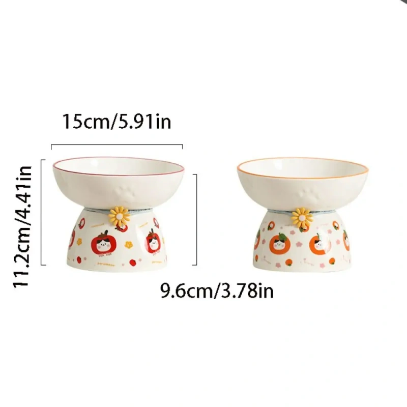 Multi-use Ceramic Cat Bowl Cute Anti Tipping Pet High Foot Bowl Slanted Mouth Non-slip Pet Drinking Feeder Kitten Puppy