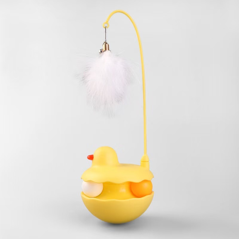 Tumbler Cat Toy Removable Stick Feather Scratching Ball Anti-Bite Turntable Interactive Toy