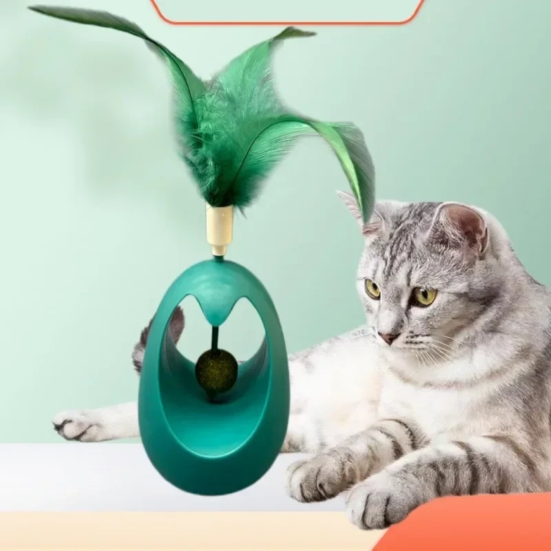 Tumbler Interactive Toy Teasing Cat Stick  Teeth Grinding Artifact  Self Hi Toy Feather Teasing Training Kitten Pet Cat Supplies