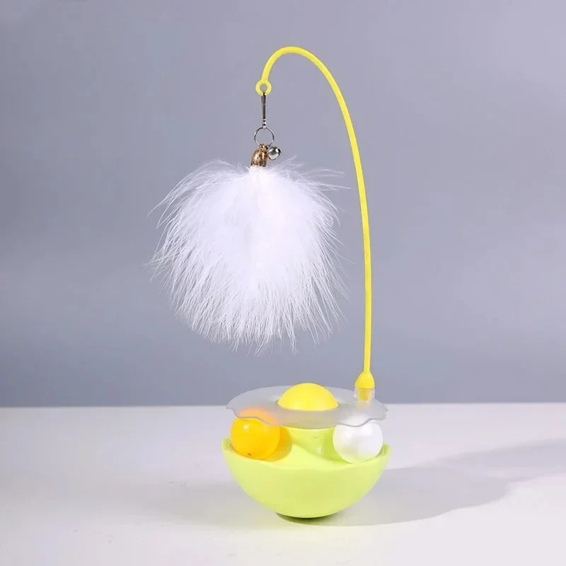 Tumbler Cat Toy Removable Stick Feather Scratching Ball Anti-Bite Turntable Interactive Toy Interesting Pet Supplies cat toys