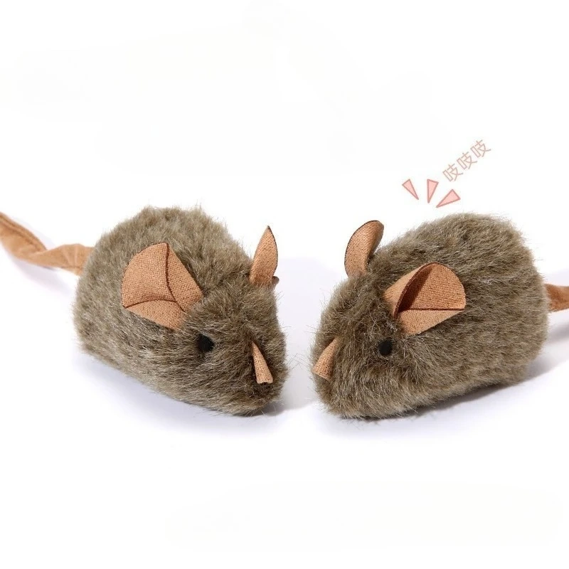 Funny Plush Mice Cat Toy Simulation Mouse Kitten Toy Bite-resistant Automatic Chirping Interactive Cat Chew Toy