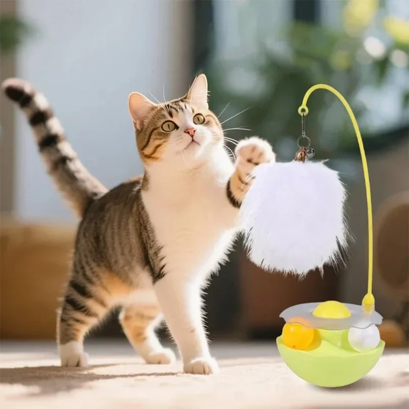 Tumbler Cat Toy Removable Stick Feather Scratching Ball Anti-Bite Turntable Interactive Toy Interesting Pet Supplies cat toys