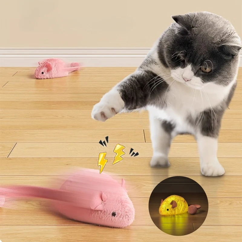 Interactive Plush Mouse Cat Toys Simulation Mice Kitten Self-Playing Plush Toys Indoor Pet Cats Chew Toy