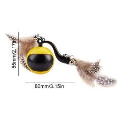 Automatic Rolling Ball with Feather Tails & Sound Self Rotating Ball Interactive Cat Toy Ball for Cats and Kittens