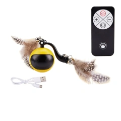 Automatic Rolling Ball with Feather Tails & Sound Self Rotating Ball Interactive Cat Toy Ball for Cats and Kittens