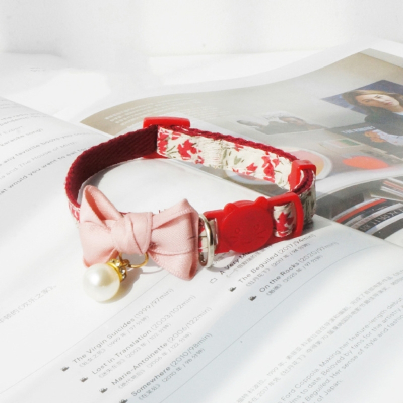Pretty Flower Embroidery Cat Collar Pet Dog Delicate Collar