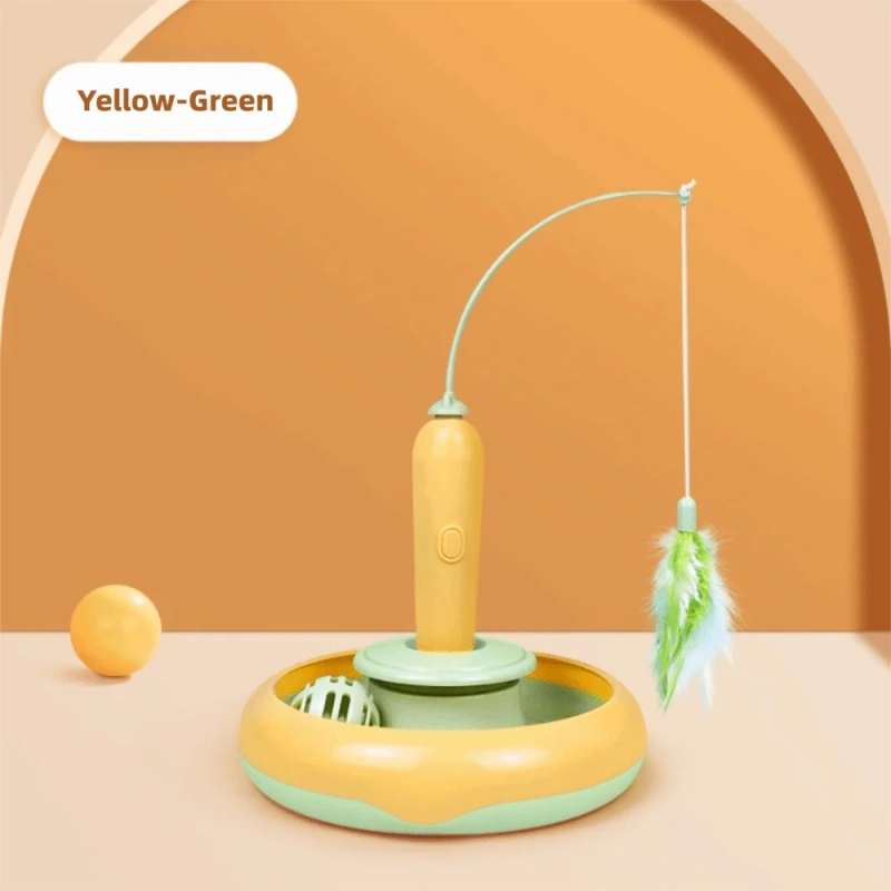 New Interactive Pet Electric Cat Toy 360° Rotating Durable Rotating Cat Turntable with Bell Cat Specific Toy Playtime