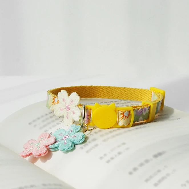 Pretty Flower Embroidery Cat Collar Pet Dog Delicate Collar