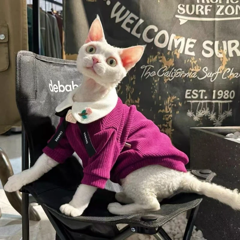 Spring And Autumn Cat And Dog Hoodies Cozy Apparel Suited For Hairless Cats  Snowy Owl Fabric Pet Clothes For Small Dog Cats