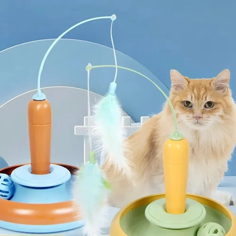 New Interactive Pet Electric Cat Toy 360° Rotating Durable Rotating Cat Turntable with Bell Cat Specific Toy Playtime