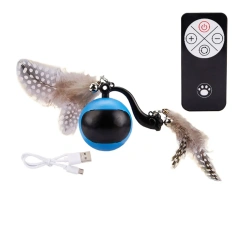 Automatic Rolling Ball with Feather Tails & Sound Self Rotating Ball Interactive Cat Toy Ball for Cats and Kittens