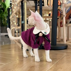 Spring And Autumn Cat And Dog Hoodies Cozy Apparel Suited For Hairless Cats  Snowy Owl Fabric Pet Clothes For Small Dog Cats