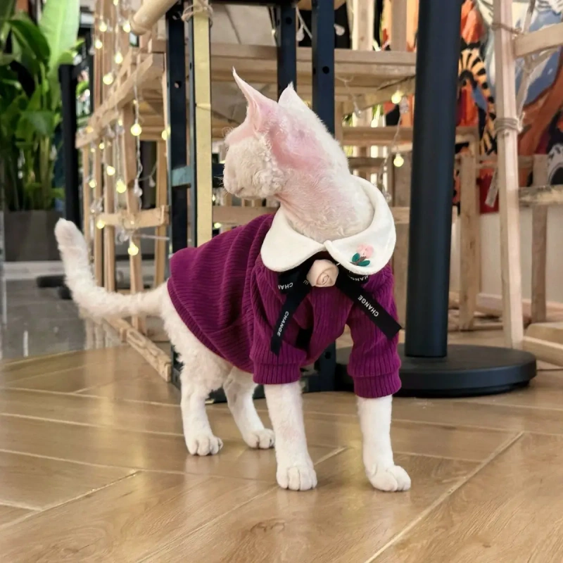 Spring And Autumn Cat And Dog Hoodies Cozy Apparel Suited For Hairless Cats  Snowy Owl Fabric Pet Clothes For Small Dog Cats
