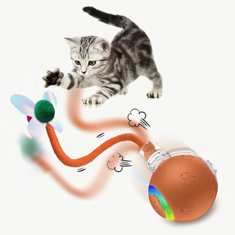 Intelligent Gravity Cat Toy Ball Electric Self-Entertainment Boredom Relief Chasing Toy with Rope