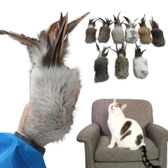 Funny Cat Plush Tail Teaser Wand Toy Kitten Cat Exercise Playing Accessories Rabbit Tail Fur Interactive Pet Supplies